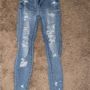 American Eagle Outfitters Ripped Blue Skinny Jeans